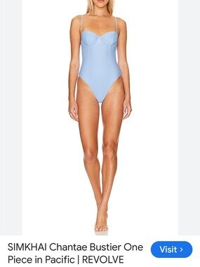 Simkhai Chantae Bustier One-Piece Swimsuit in Pacific Blue